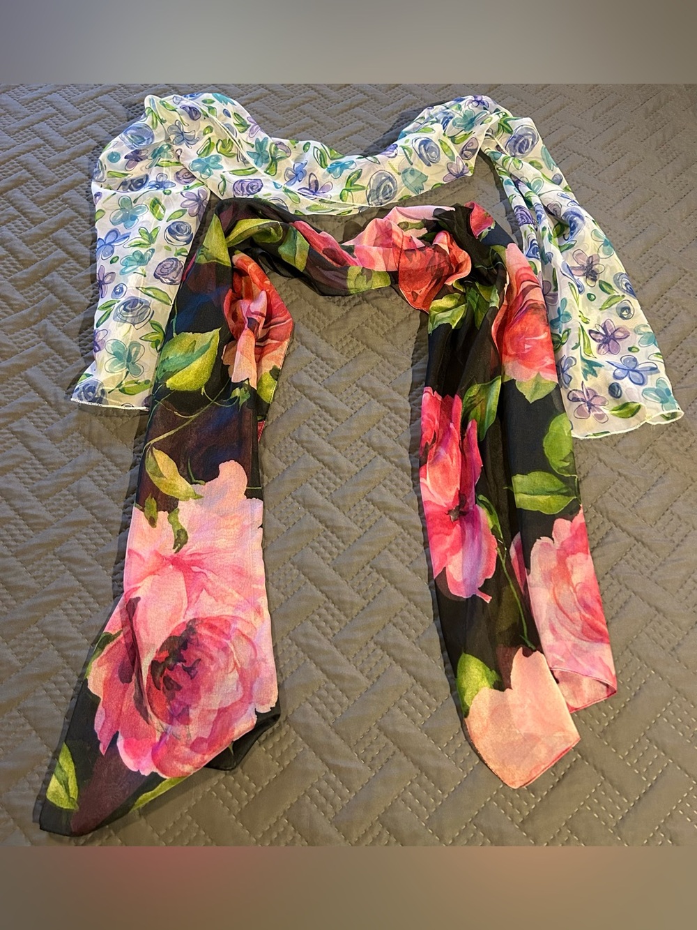2- Scarves, Blue & Pink